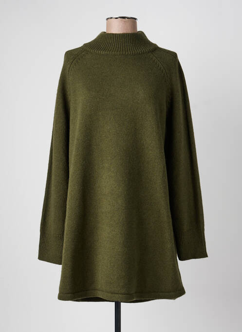 Robe pull col col montant manches longues vert GRACE & MILA femme