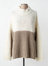 Pull stretch manches longues beige O'MER femme