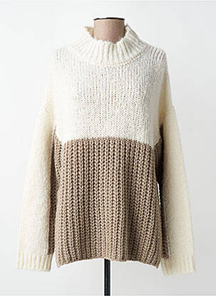 Pull stretch manches longues beige O'MER femme