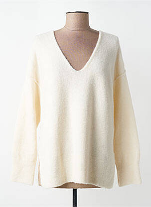 Pull col v manches longues beige AN' GE femme