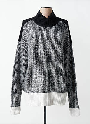 Pull tissage chiné manches longues noir CECIL femme
