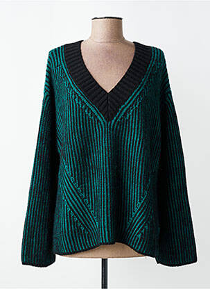 Pull col v manches longues vert LA FEE MARABOUTEE femme