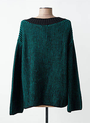 Pull coupe droite manches longues vert LA FEE MARABOUTEE femme