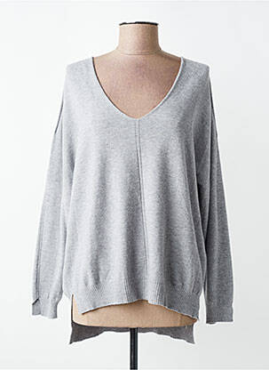 Pull tissage chiné manches longues gris PAKO LITTO femme