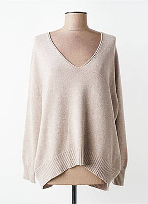 Pull tissage chiné manches longues beige PAKO LITTO femme
