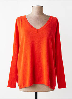 Pull col v manches longues orange ABSOLUT CASHMERE femme