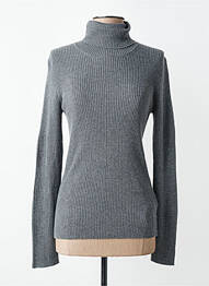 Pull col roulé tissage côtelé manches longues gris MKT STUDIO femme
