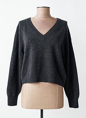 Pull col v manches longues gris AMERICAN VINTAGE femme