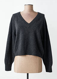 Pull tissage chiné manches longues gris AMERICAN VINTAGE femme