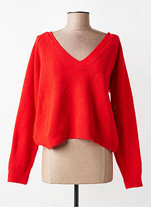 Pull col v manches longues rouge ICHI femme