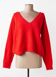 Pull col v manches longues rouge ICHI femme