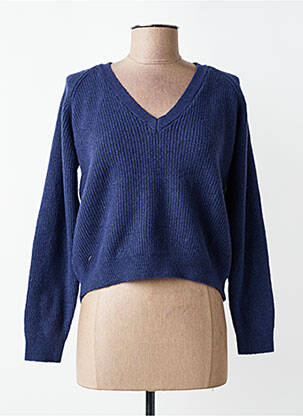 Pull col v manches longues bleu ICHI femme