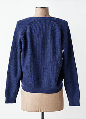 Pull col v manches longues bleu ICHI femme