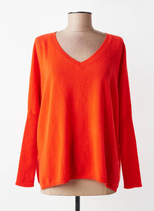 Pull col v manches longues orange ABSOLUT CASHMERE femme
