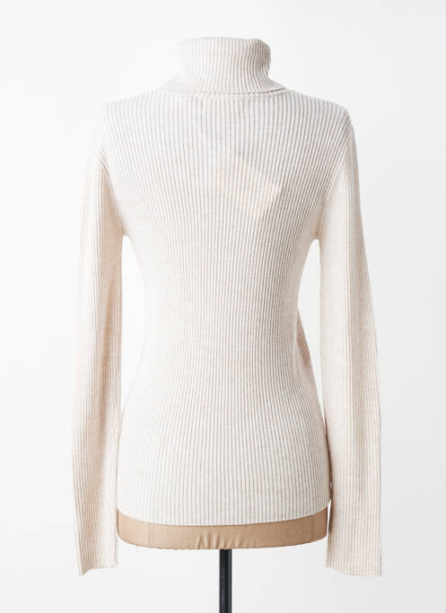 Pull col roulé tissage côtelé manches longues beige MKT STUDIO femme