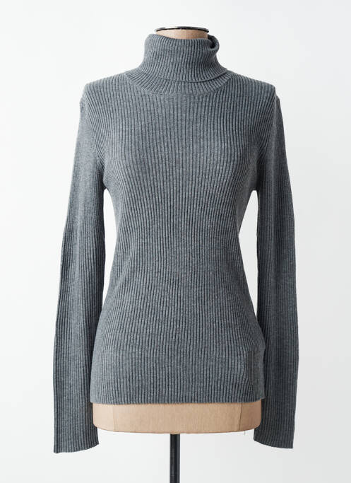 Pull col roulé tissage côtelé manches longues gris MKT STUDIO femme
