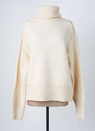 Pull col roulé coupe droite manches longues beige ARTLOVE femme