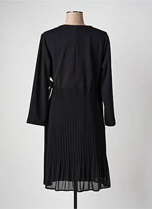 Robe mi-longue tissage crêpe manches longues noir SIGNE NATURE femme
