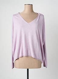 Pull col v manches longues violet ORFEO femme