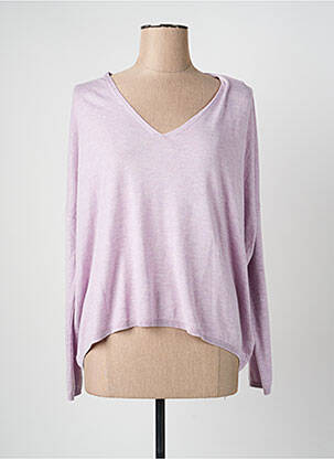 Pull col v manches longues violet ORFEO femme