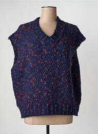 Pull col v manches courtes bleu PAKO LITTO femme