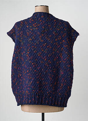 Pull coupe droite manches courtes bleu PAKO LITTO femme