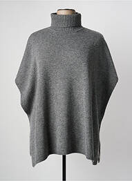 Poncho col roulé gris GRACE & MILA femme