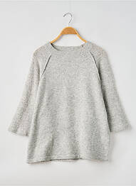 Pull col rond manches 3/4 gris INSPIRATION STUDIO femme