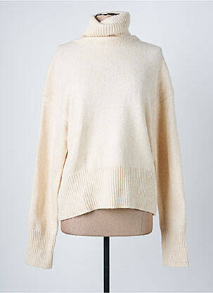 Pull col roulé maille tricot manches longues beige ARTLOVE femme