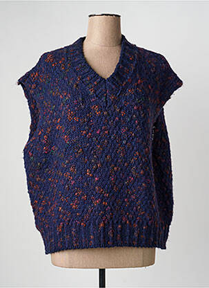 Pull col v manches courtes bleu PAKO LITTO femme