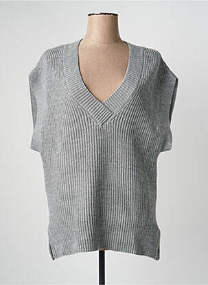 Pull col v manches courtes gris ANGE femme