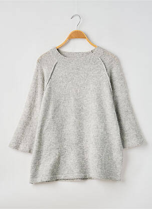 Pull col rond manches 3/4 gris INSPIRATION STUDIO femme