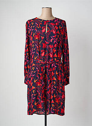 Robe mi-longue imprimé fantaisie manches longues bleu LA FEE MARABOUTEE femme