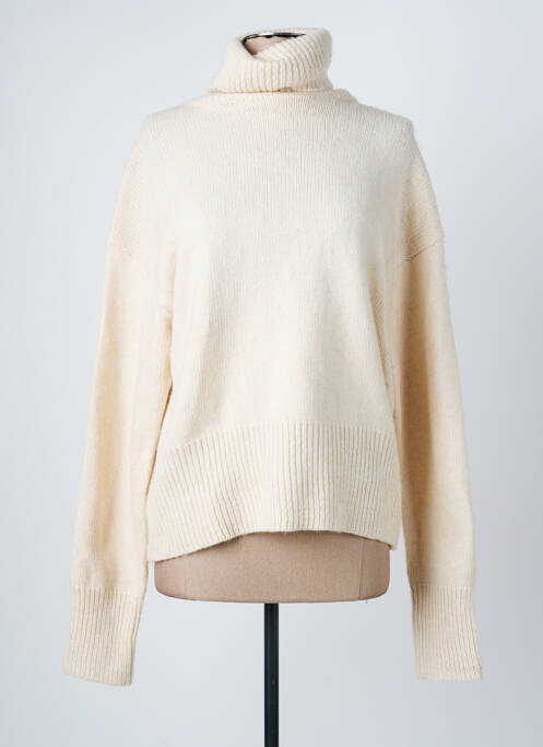Pull col roulé maille tricot manches longues beige ARTLOVE femme