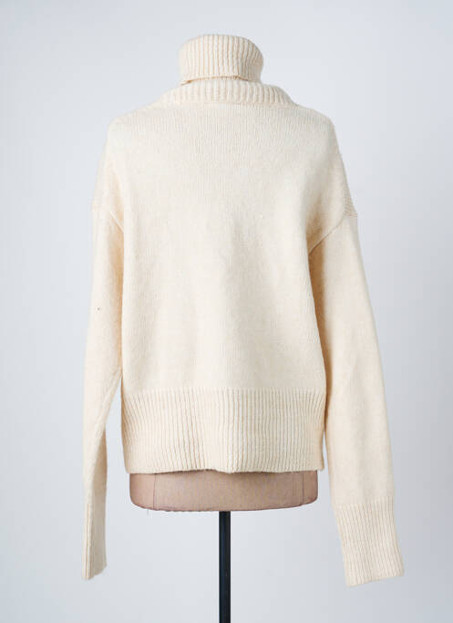 Pull col roulé maille tricot manches longues beige ARTLOVE femme