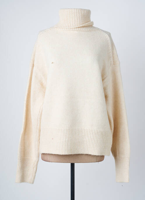 Pull col roulé maille tricot manches longues beige ARTLOVE femme