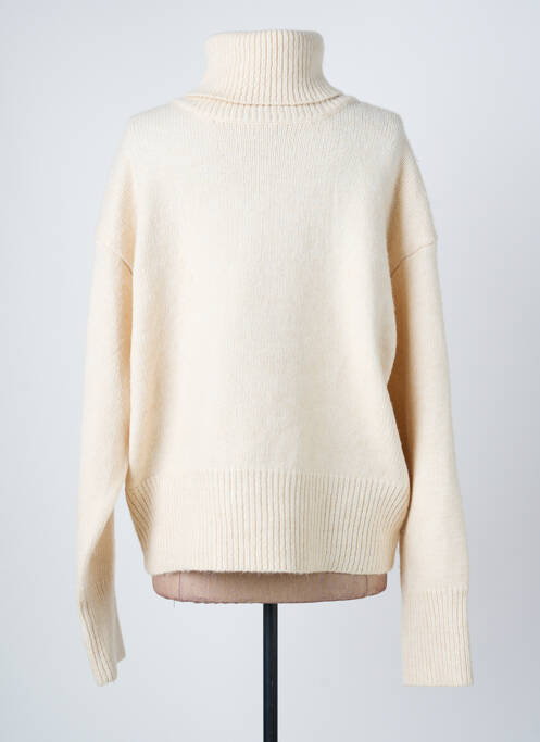 Pull col roulé maille tricot manches longues beige ARTLOVE femme