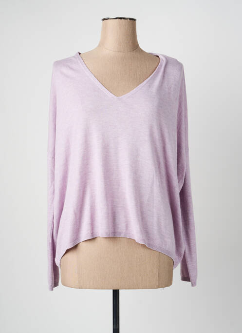 Pull col v manches longues violet ORFEO femme