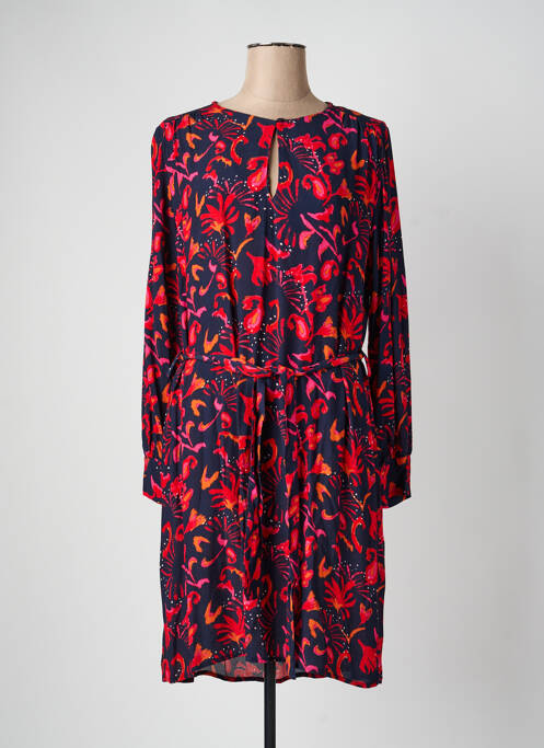 Robe mi-longue imprimé fantaisie manches longues bleu LA FEE MARABOUTEE femme