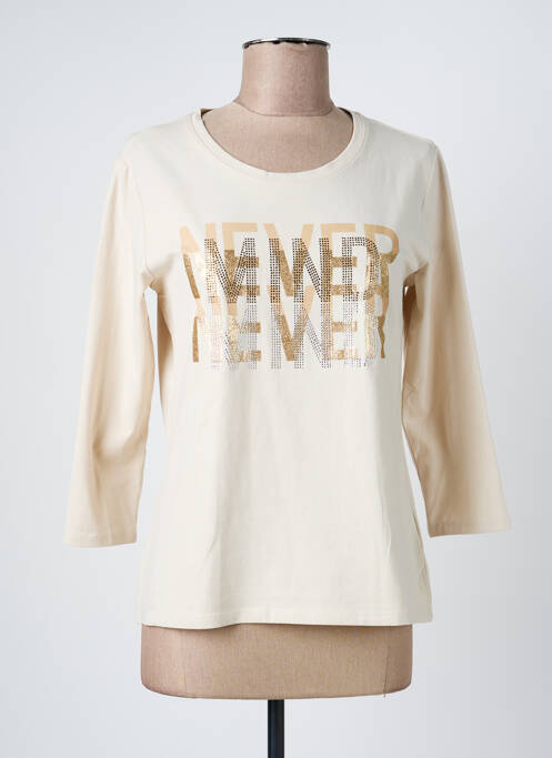 T-shirt sérigraphie avec strass manches 3/4 beige BETTY BARCLAY femme