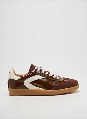 Baskets matière lisse talon plat jusqu'à 3cm marron ZERO CENTCINQ femme