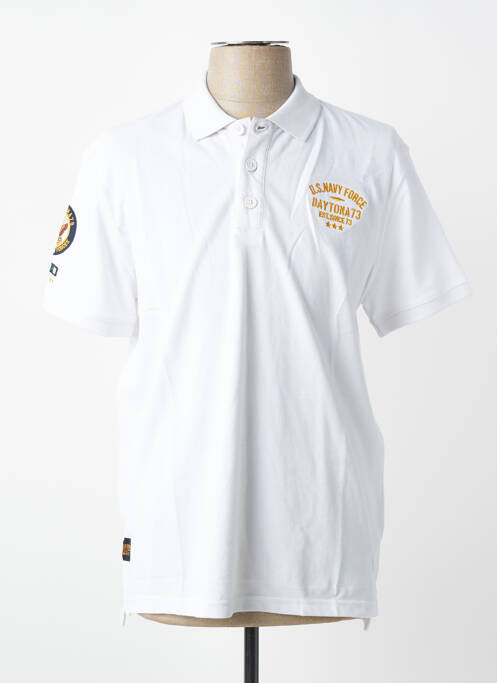 Polo stretch manches courtes blanc DAYTONA homme