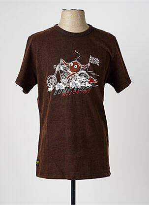 T-shirt coupe droite manches courtes marron DAYTONA homme