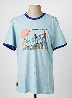 T-shirt coupe droite manches courtes bleu DAYTONA homme