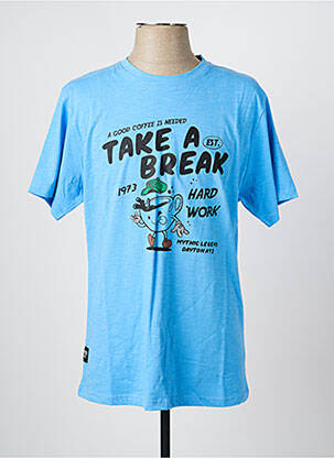 T-shirt coupe droite manches courtes bleu DAYTONA homme