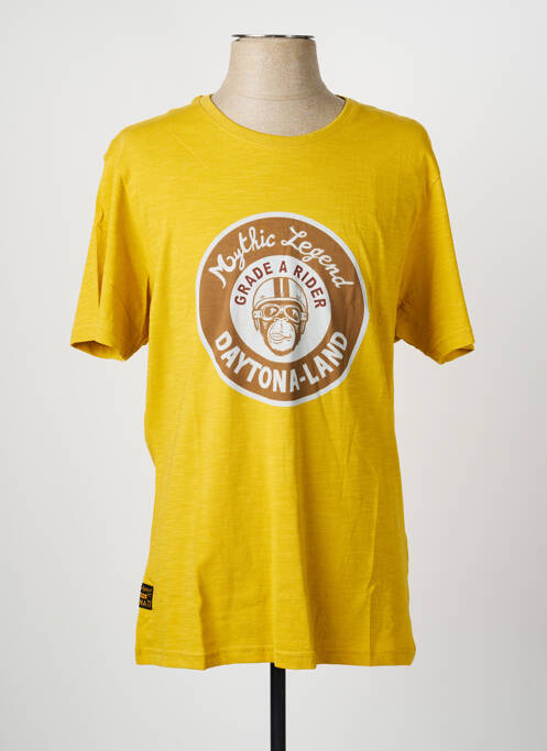 T-shirt coupe droite manches courtes jaune DAYTONA homme