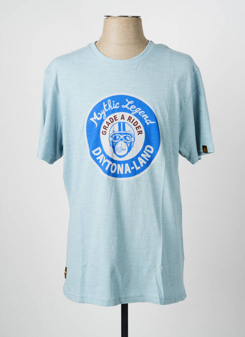 T-shirt coupe droite manches courtes bleu DAYTONA homme