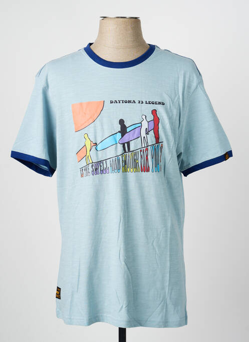 T-shirt coupe droite manches courtes bleu DAYTONA homme