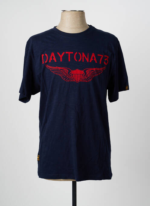 T-shirt coupe droite manches courtes bleu DAYTONA homme