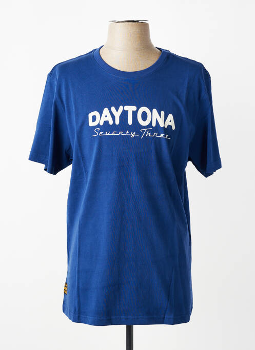 T-shirt coupe droite manches courtes bleu DAYTONA homme